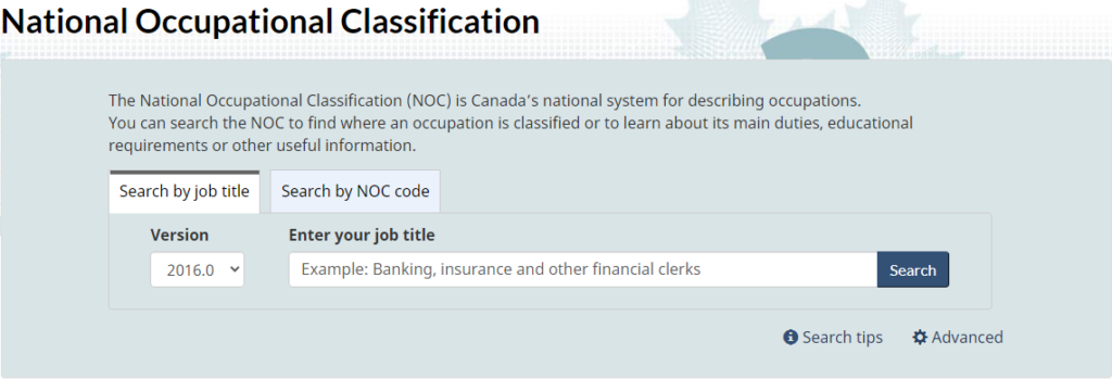 National Occupation Classification